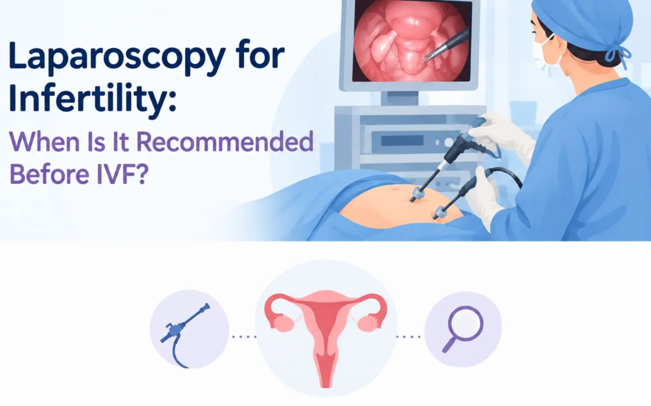Laparoscopy for infertility to examine the uterus, fallopian tubes, and surrounding pelvic organs.